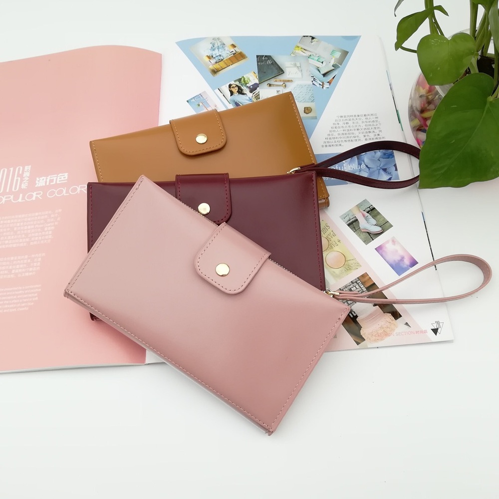Touch screen long wristlet wallet in pink